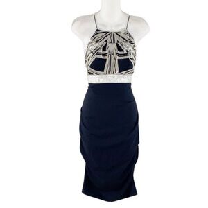 Nicole Miller Collection black silver halter dress